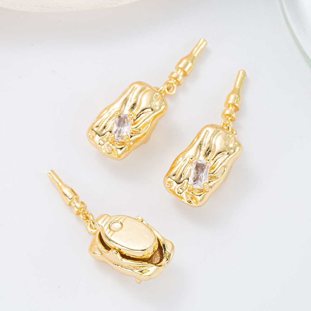 Pearl necklace, ingot clasp, small flower inlaid, zirconium-plated 18kDIY jewelry, necklace, stick clasp, pendant, retro accessory pic 7