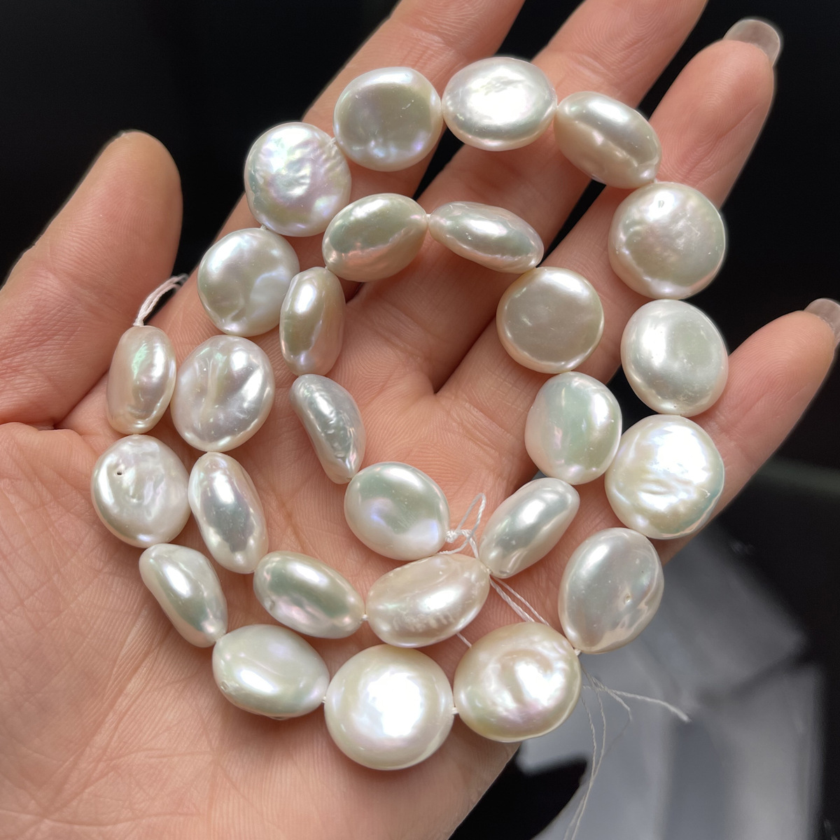 Low-price promotion: 13-14mm natural freshwater pearl button pearl, Baroque DIY necklace and bracelet, pearl matching pic 1