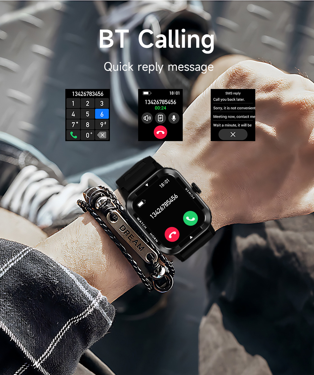 智能手表U8高级感心率血糖大气运动手环蓝牙通话方形表商务手表详情7