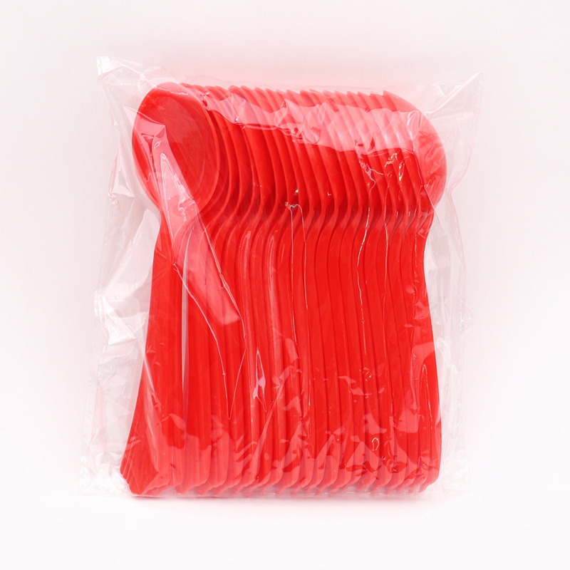 喜宴婚庆现货红色调羹20个加厚塑料勺子餐具一次性蛋糕调味勺日用百货详情11