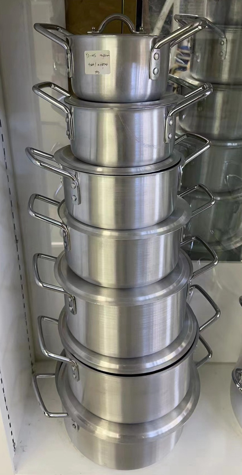 跨境出口非洲7件套外贸砂光锅汤锅aluminium pot 7in1铝盖套装详情9