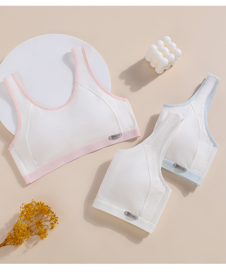 纯棉少女发育期小背心固定胸垫透气青春期学生女孩内衣成长期文胸详情17