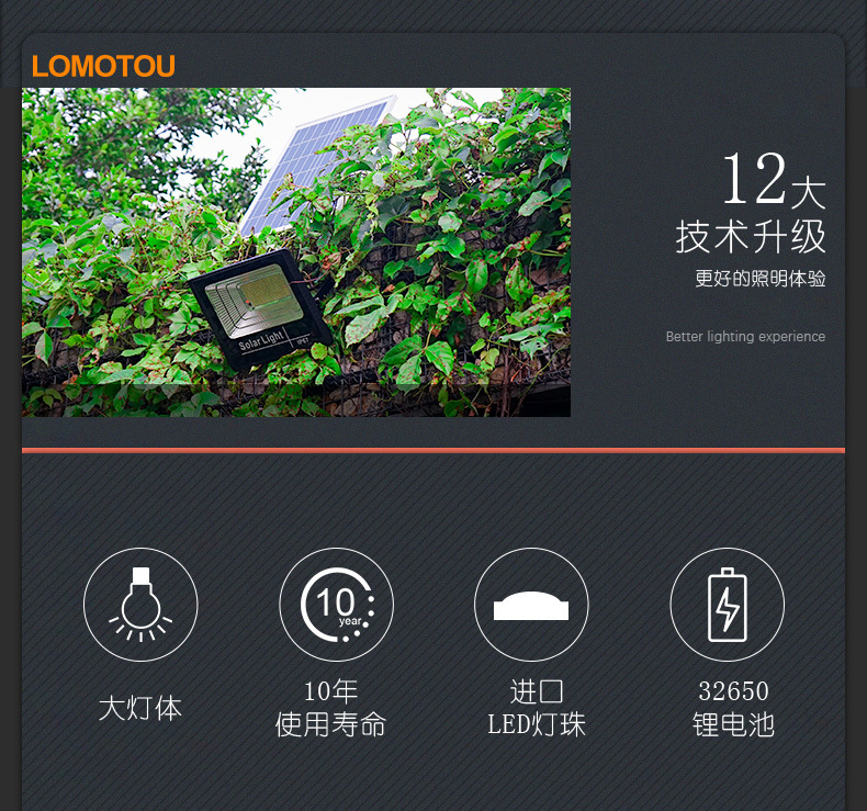 LED太阳能灯户外庭院灯防水大功率超亮家用太阳能投光灯2024详情12