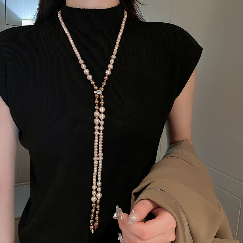 Irregular long pearl necklace, French light luxury style, sweater chain, niche simple and high-end necklace wholesale for women pic 72