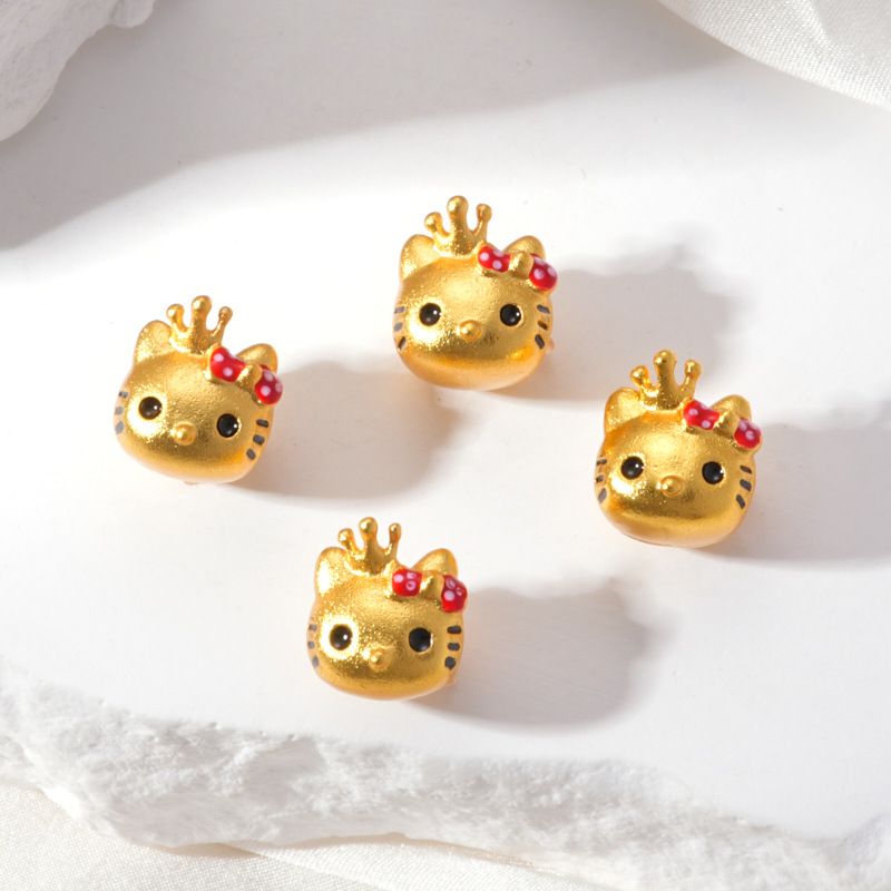 Ancient-style sand gold kt cat large hole beads that do not fade for a long time, cartoon personality diy bracelet necklace, handcrafted accessories wholesale pic 6