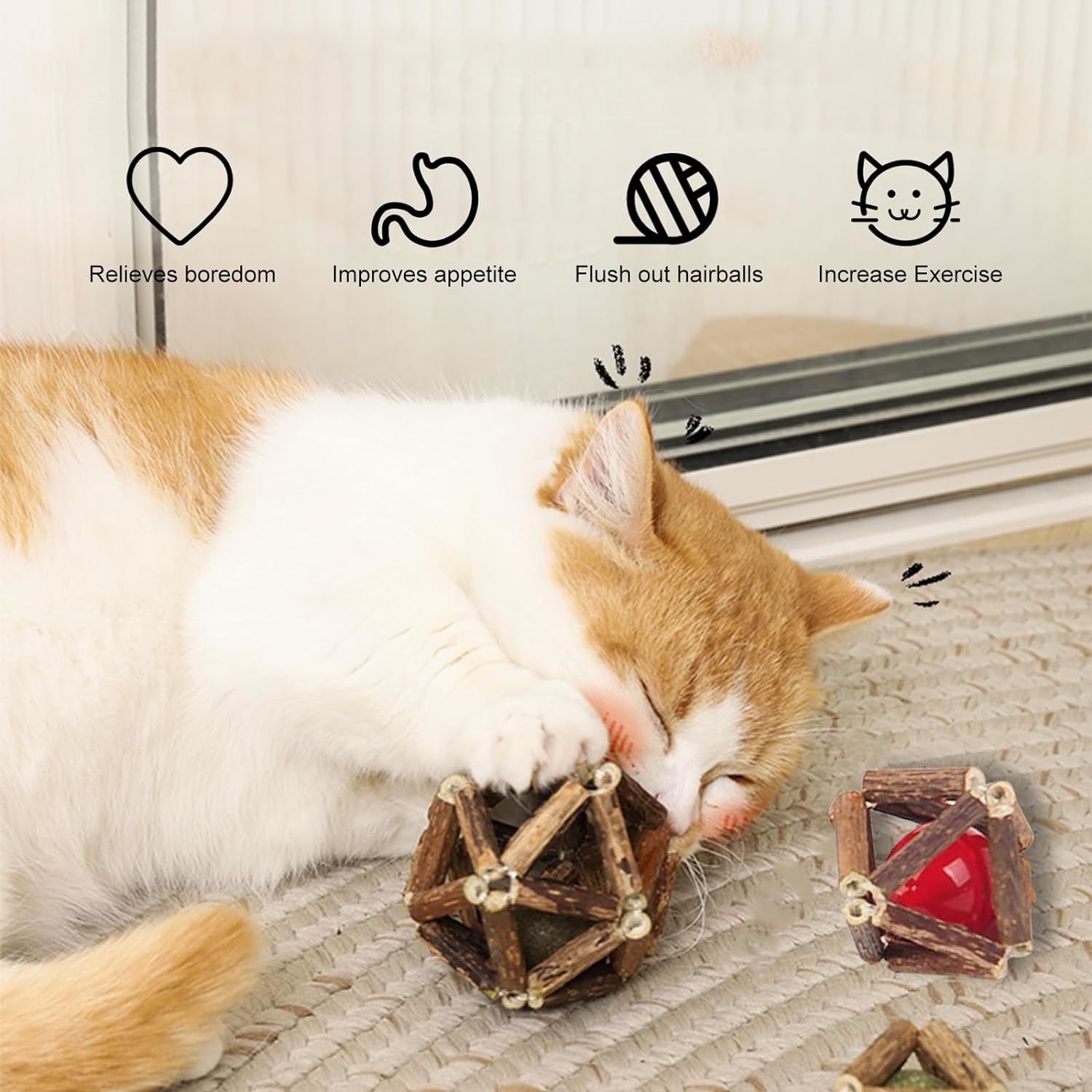 New exquisite ball wood, Tianliao cat mint ball, durable teething, tooth-cleaning cat toy, Amazon cat biting toy pic 22