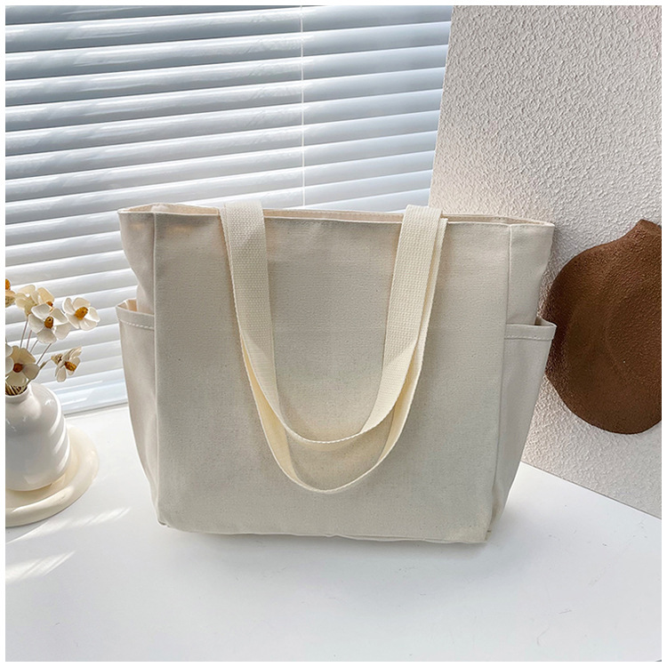 大容量托特帆布包上班外出高颜值通勤百搭文艺学生装书单肩布袋包详情45