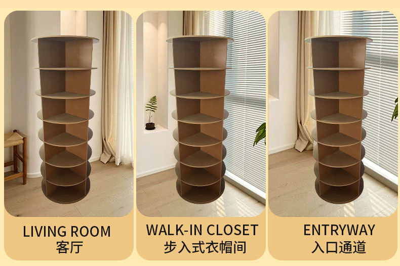 Rotating shoe rack, high appearance level, multi-layer floor storage rack for home use, bookshelf, large-capacity bag and hat storage and display rack pic 13