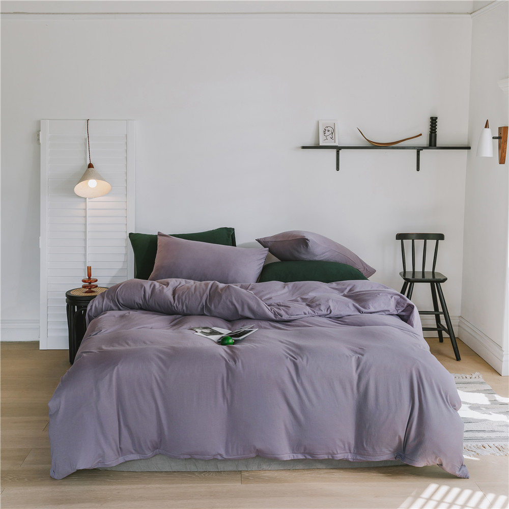 ins Japanese-style solid color all-cotton knitted cotton four-piece set, skin-friendly nude sleeping plain double-layer Indian cotton bed sheet pic 83