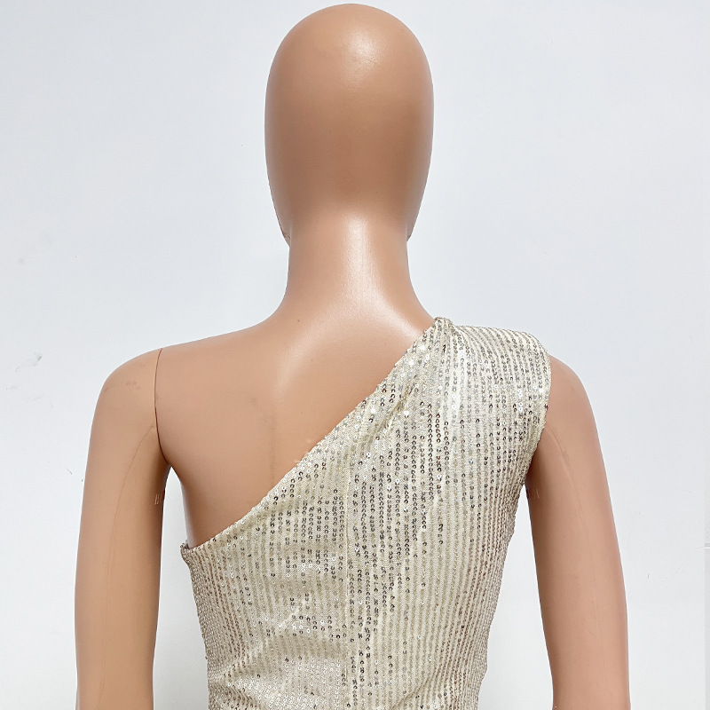 新中式无袖连体衣独立站夏季单肩亮片连体裤女批发详情20