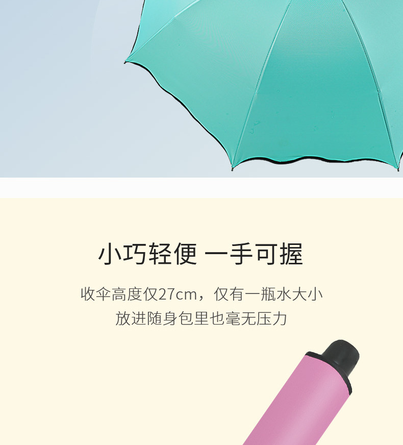 伞折叠遇水开花雨伞防晒遮阳伞晴雨两用三折伞黑胶太阳伞防紫外线详情7