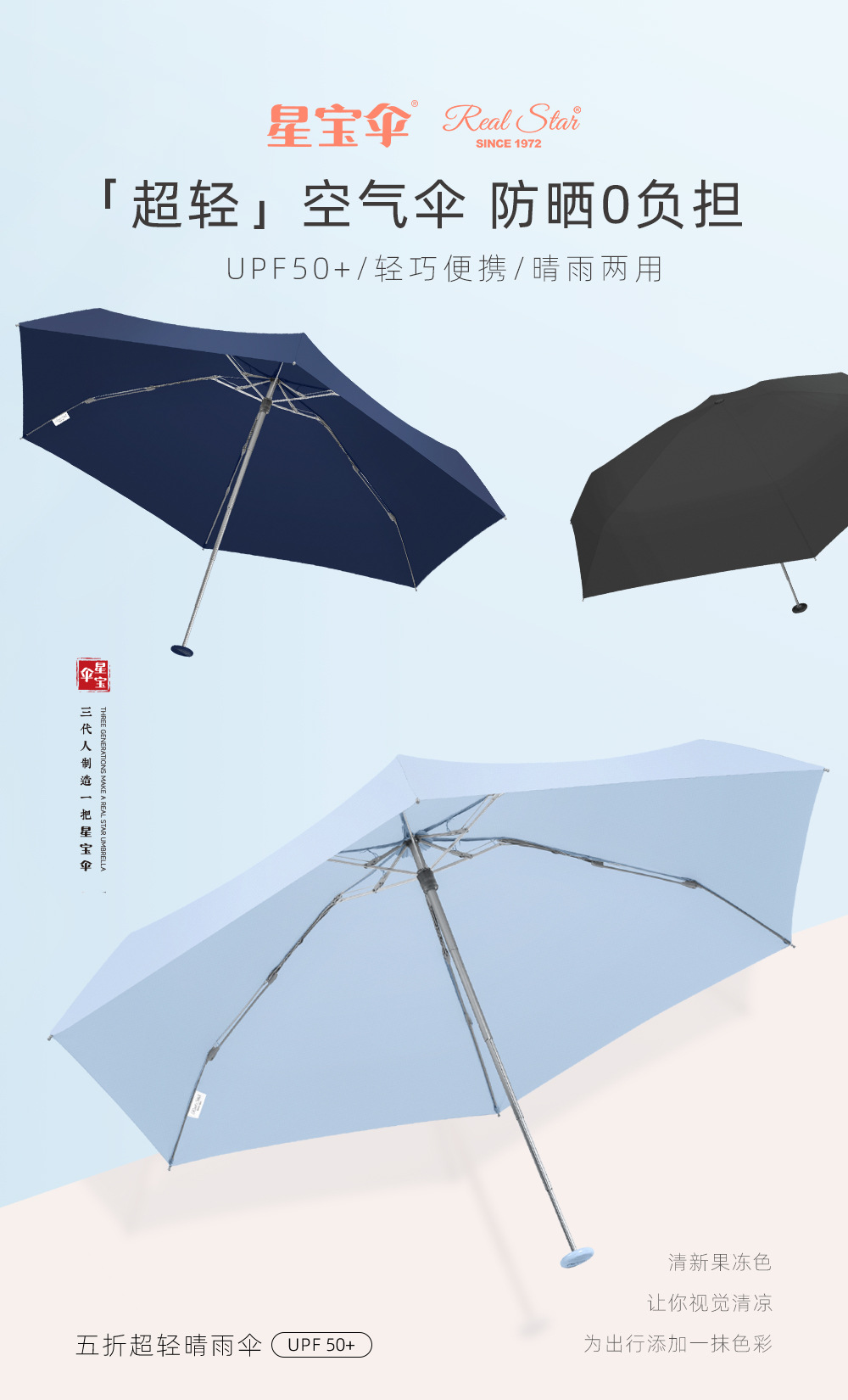 15cm nano ultra-light five-fold umbrella, titanium-magnesium aluminum alloy bone waterproof gold glue sun protection five-fold sunshade umbrella, can be printed with logo pic 3
