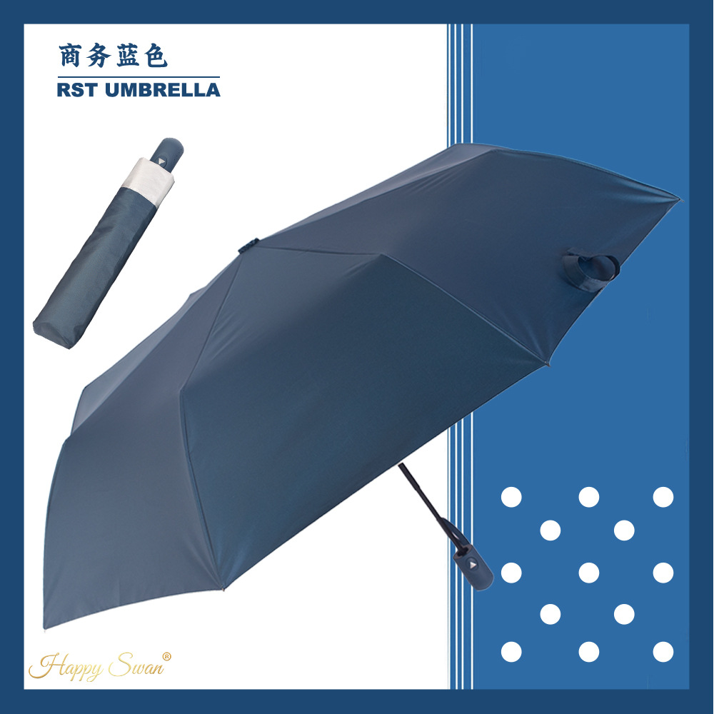 Automatic three-fold silver rubber umbrella, plain semi-automatic umbrella, 21-inch sun protection, foreign trade supply, in stock, advertising umbrella pic 13
