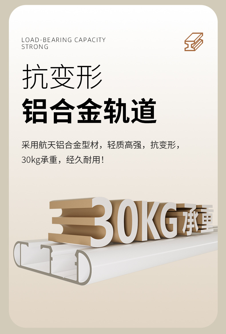 升级超薄窗帘轨道道轨窗帘轨108cm静音滑轮防尘设计详情3