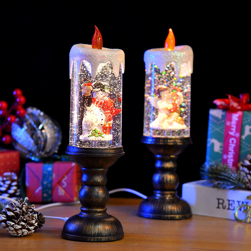 圣诞中号注水蜡烛创意小风灯夜灯摆件圣诞礼物圣诞元素内景带音乐详情3