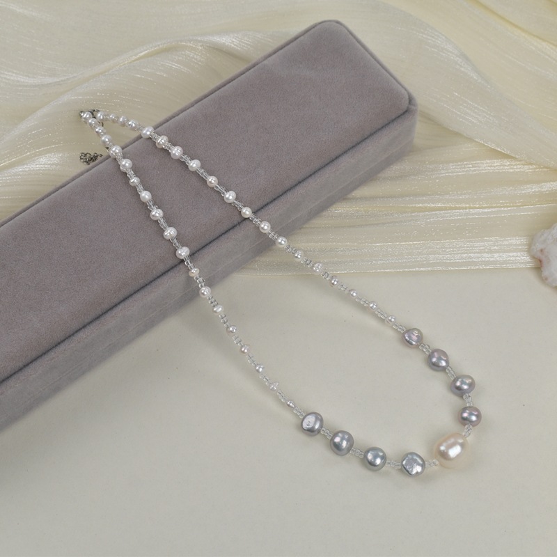 气质灰色巴洛克天然淡水珍珠项链女轻奢简约百搭珍珠锁骨链颈链详情11