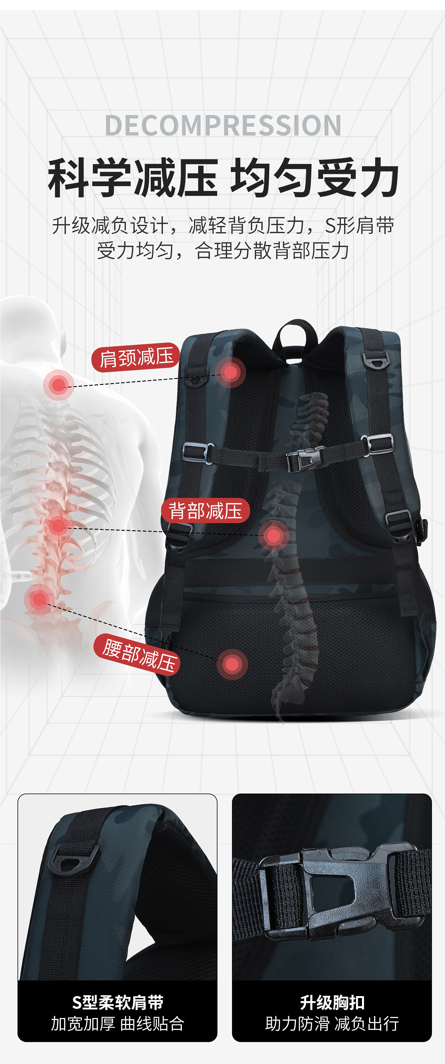 2025 nuevo estudiante de secundaria mochila de escuela para niños junior junior junior junior junior junior mochila de gran capacidad para hombres reducción de carga protección de arnes para hombres pic 10