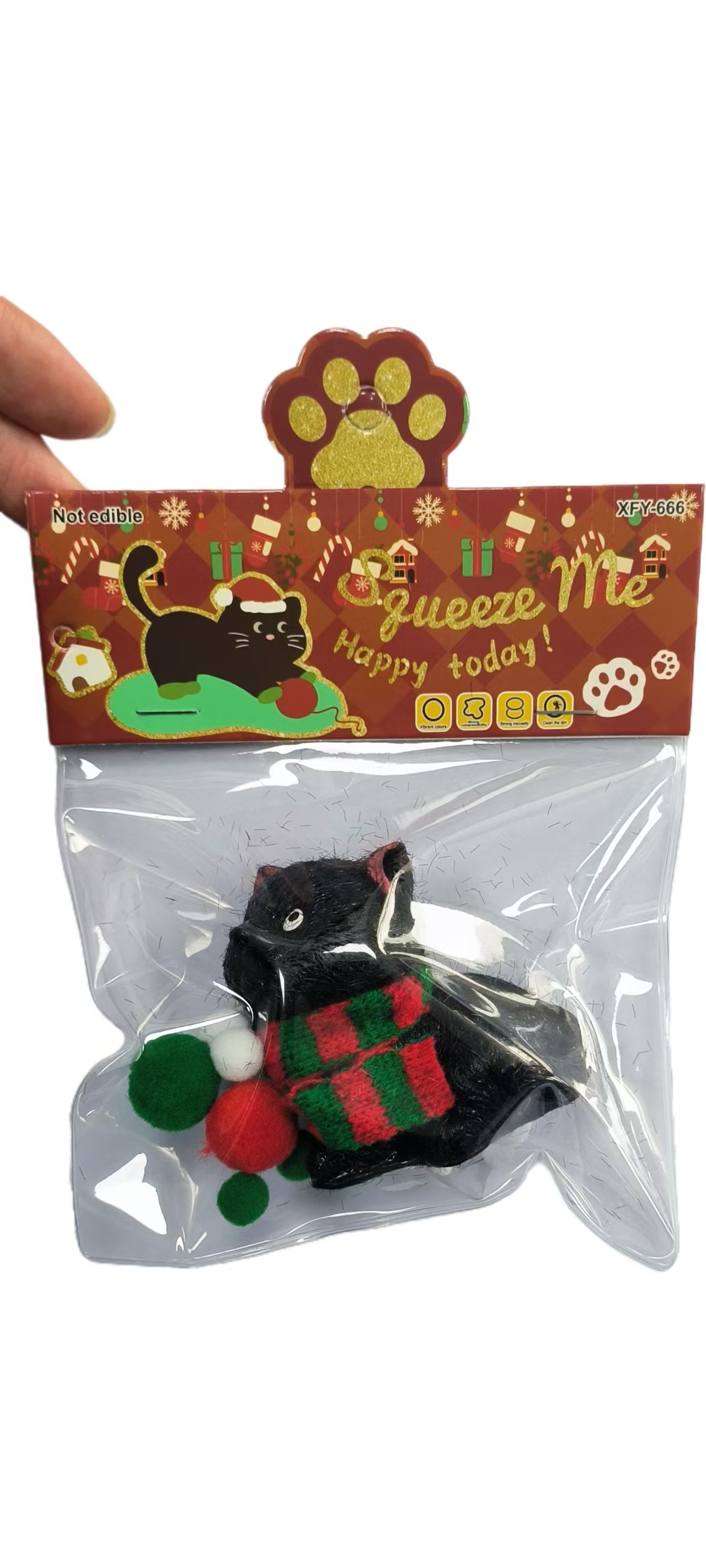 直销TPR软胶毛绒实心小猫捏捏乐黑猫白猫萌宠大团子卡通减压玩具详情13