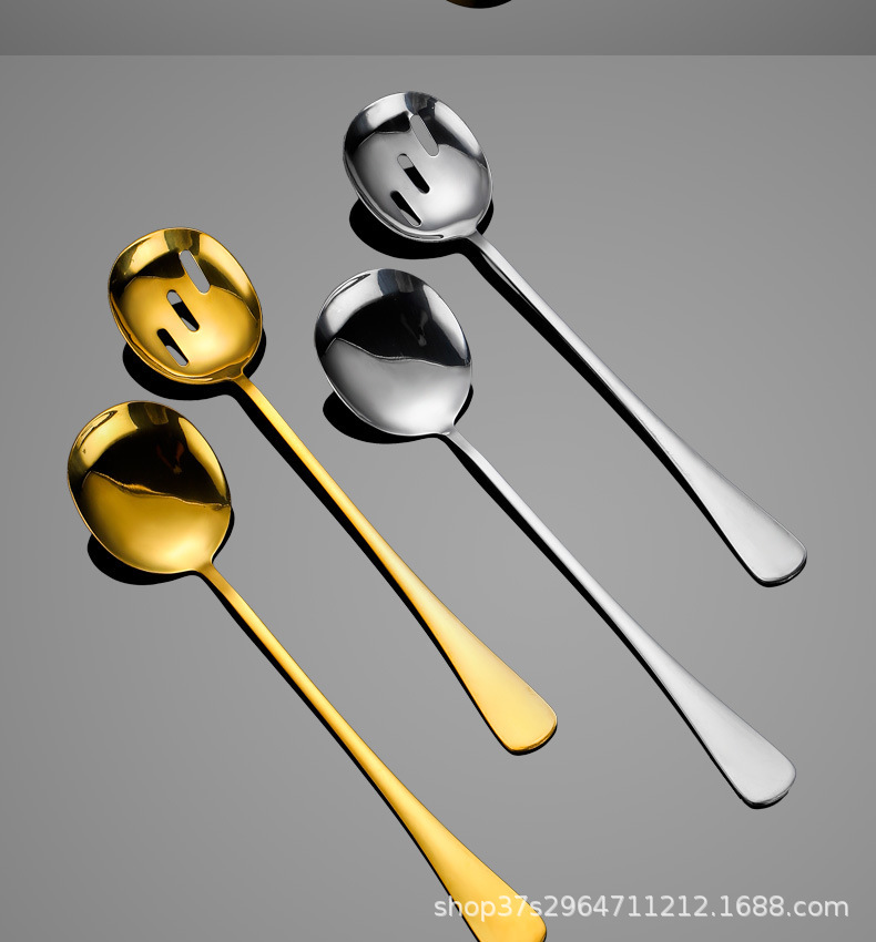 跨境410不锈钢加长沙拉勺沙拉叉酒店餐厅大号沙律勺叉公用勺叉详情11