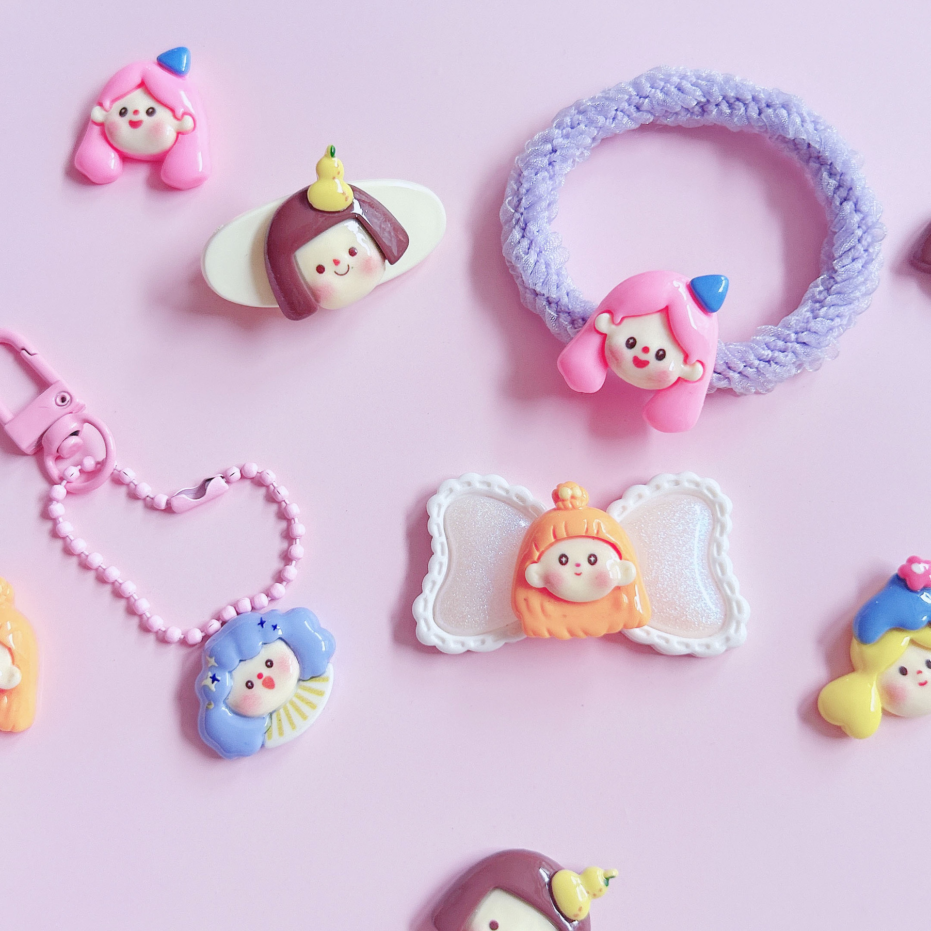 Design illustration, doll head decoration accessories, diy hair ornaments, pendants, accessories, handcrafted creative material stickers pic 8