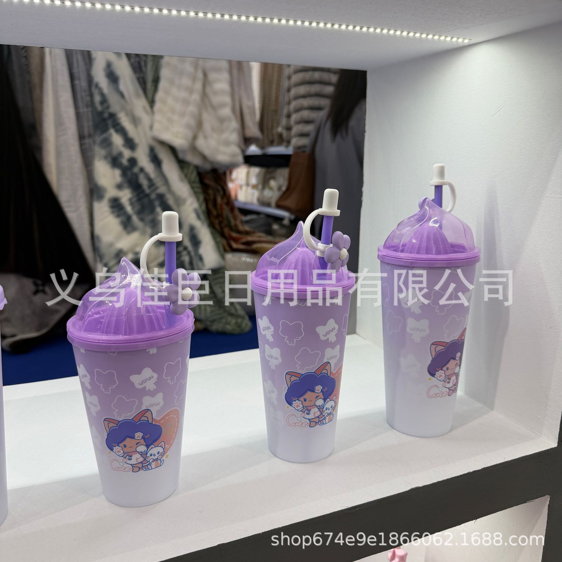 新款哑光渐变犬系少女吸管杯学生高颜值可爱童趣饮料果汁杯防尘帽详情10