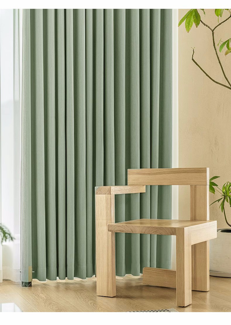 绍兴柯桥窗帘全遮光加厚日式雪尼尔奶油色简约全屋客厅落地卧室帘详情28