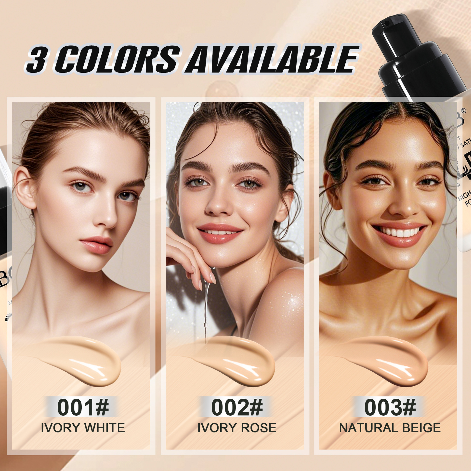 Cross-border exclusive bob Matte Concealer Foundation is a long-lasting oil-control and non-smudge blending foundation cream pic 7