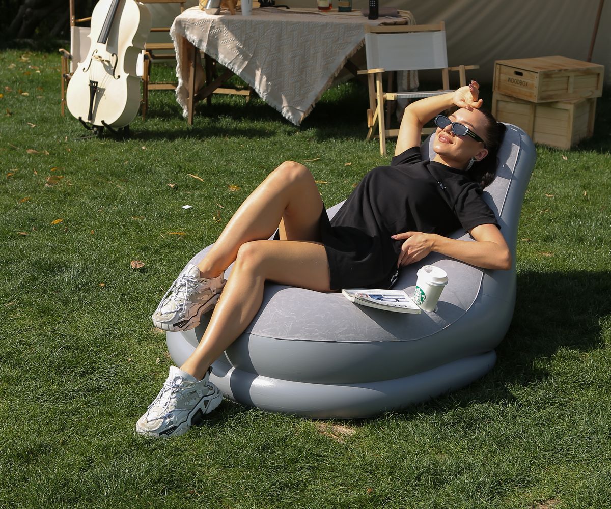 懒人充气沙发带脚凳单人榻榻米便携带杯托沙发阳台午睡简易躺椅床详情15