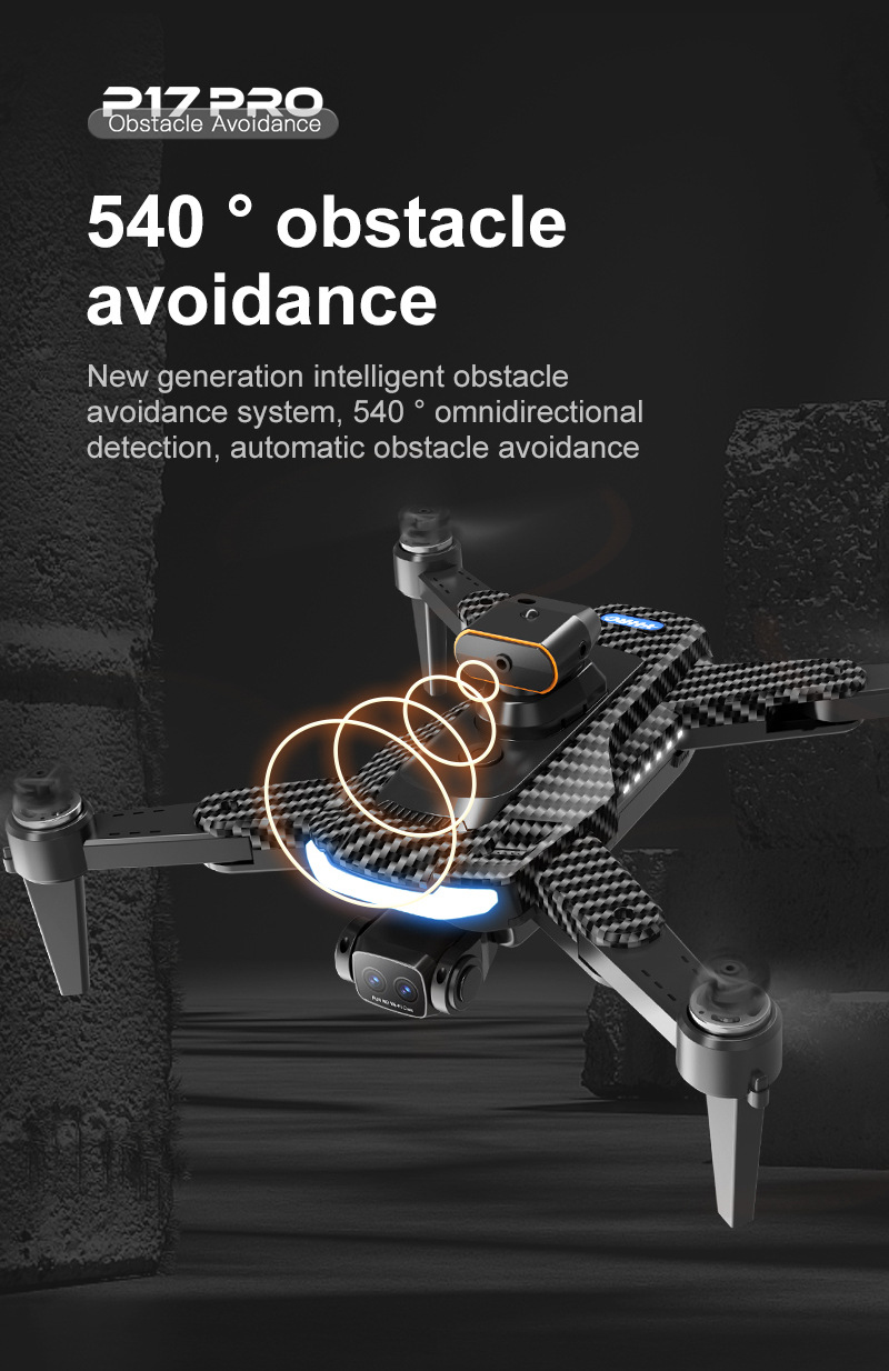 The cross-border new product P17 carbon fiber drone features a brushless motor, GPS positioning, intelligent obstacle avoidance, and high-definition aerial photography with dual lenses pic 20