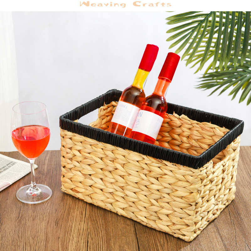 新款热销跨镜置物筐水葫芦草手工编织收纳篮草编篮子杂物收纳筐子详情24