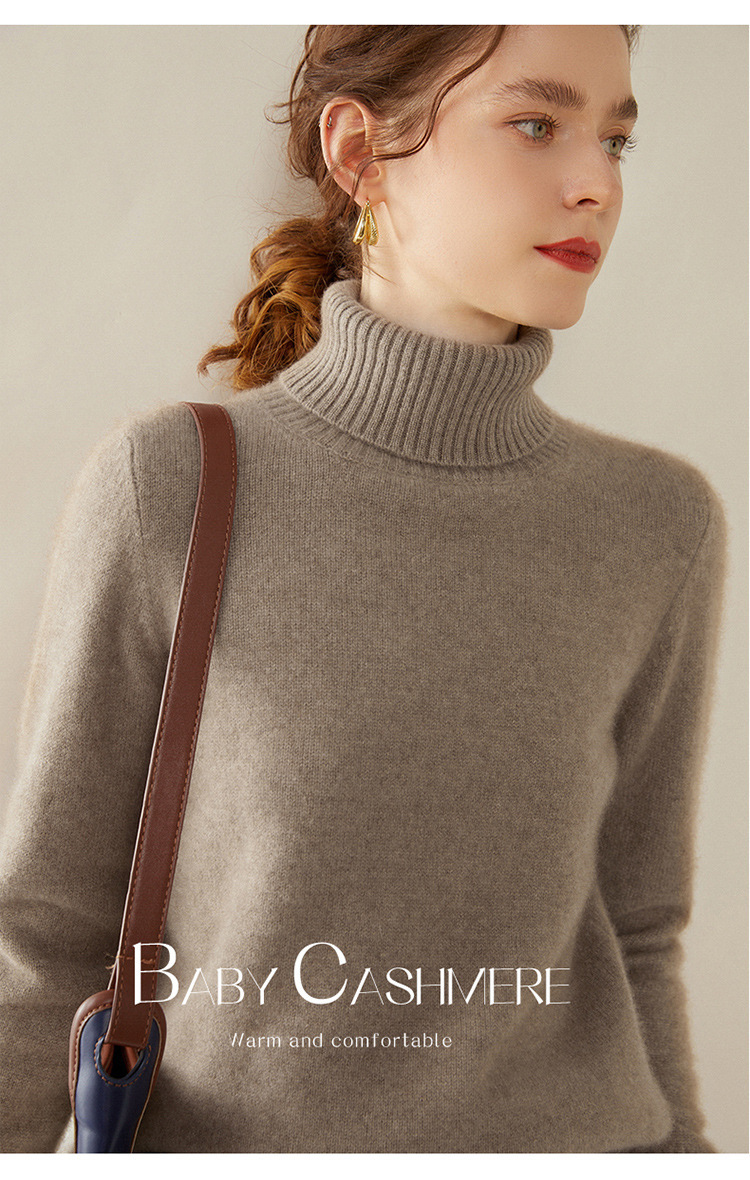 This winter new high-neck thickened cashmere sweater is a simple and versatile solid color for women, with a relaxed and elegant style. It is a knitted base layer pic 18