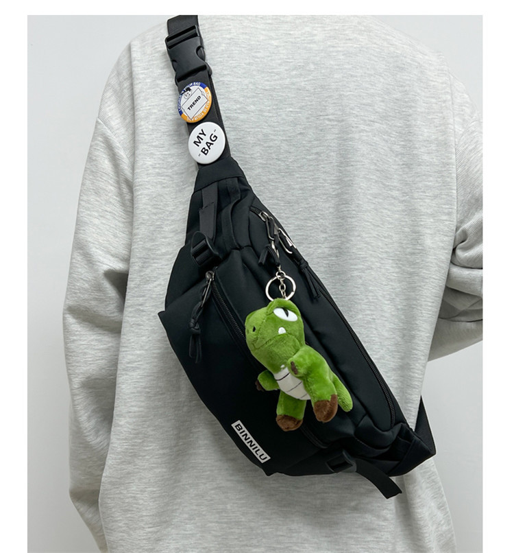 新款简约胸包男休闲潮流运动学生单肩包百搭斜挎包女手机男生腰包详情6