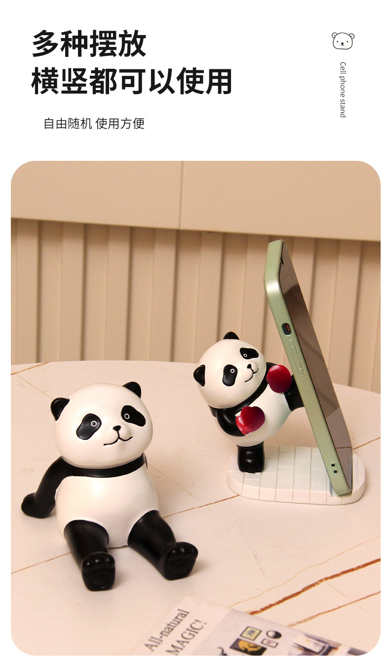 Resin handicrafts, panda phone stand ornaments, desktop office items, decorations, birthday gifts, cultural and creative gifts pic 4