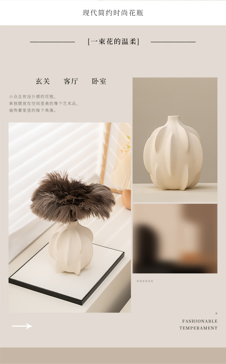 Cross-border wholesale and shipping of 2026 new ceramic vases, home hydroponic flower arrangements, tabletop and living room modern decorations pic 3