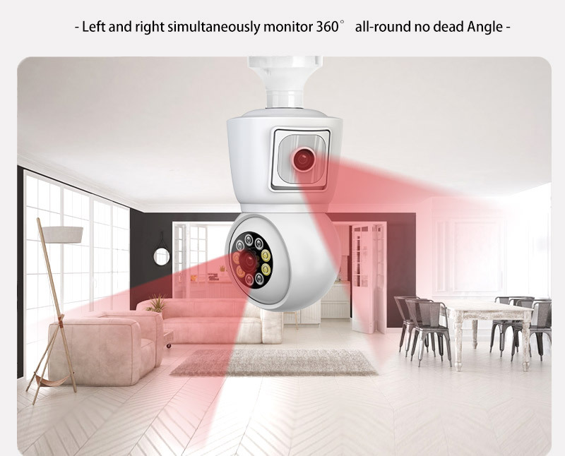 icsee dual-eye bulb camera, high-definition home wireless camera, network remote wifi cross-border monitor pic 5