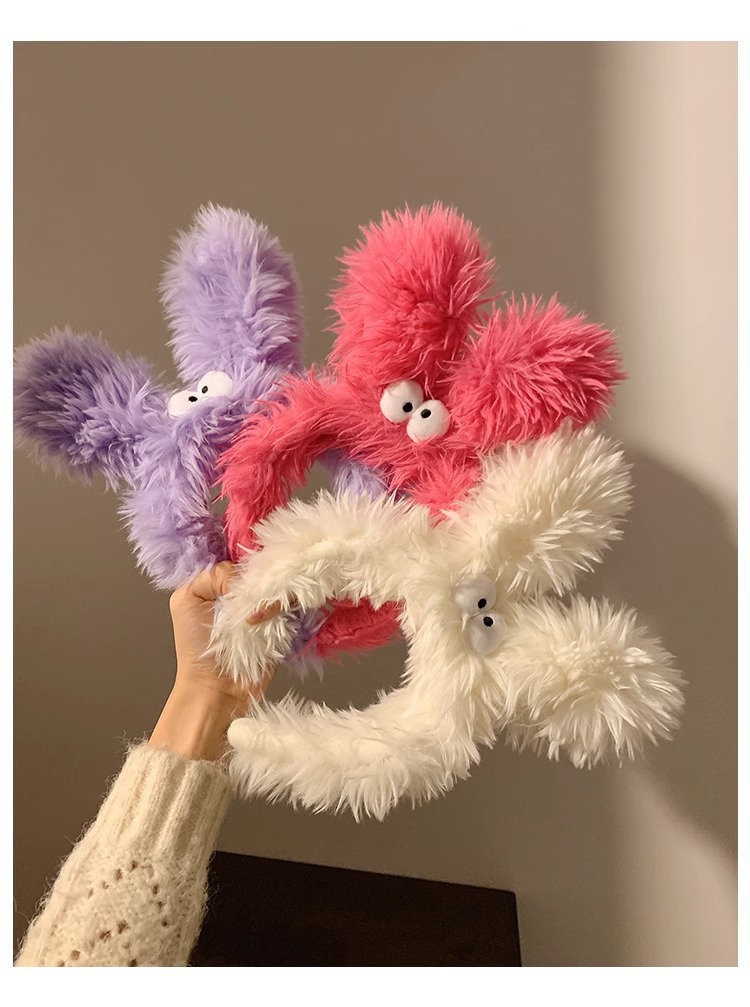 Funny and fun small eyes headband, cute long ears dog face wash headband, girlish heart mask, fluffy hair band pic 5