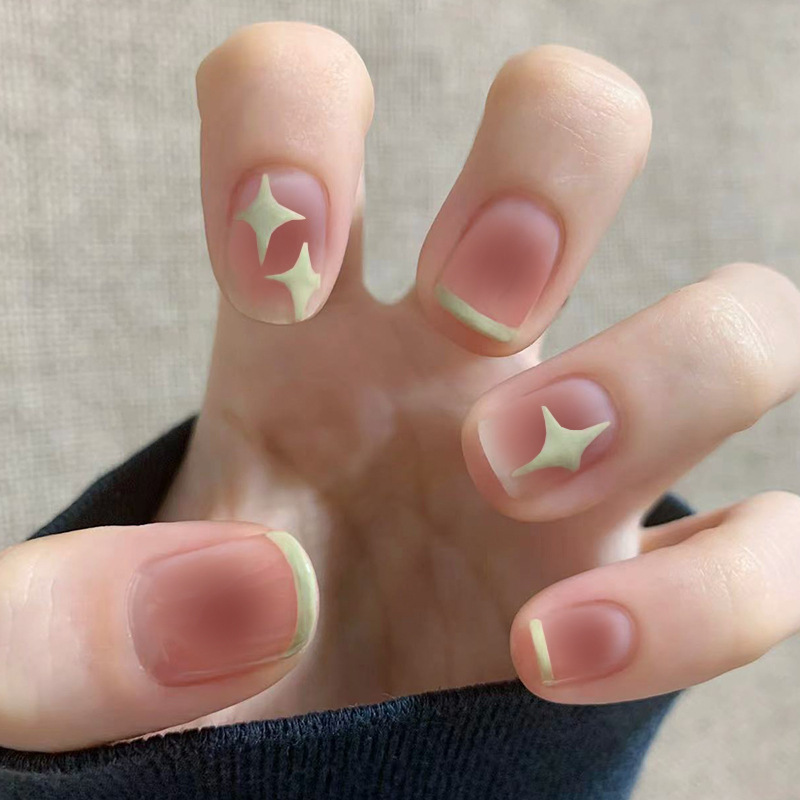 Finished nail art pieces, medium-length wearable nail art pieces, wearable nail art pieces, European and American nail art stickers, 24 nail art pieces, wearable nail art nude color pure desire pic 19