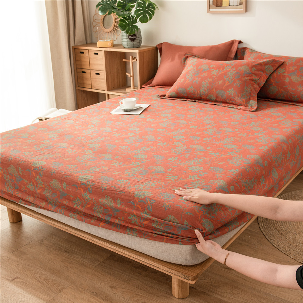 Pure cotton yarn-dyed jacquard double-layer gauze bed cover, single piece of all-cotton gauze mattress protective cover, bedspread, bed cover, single piece of bedding pic 25