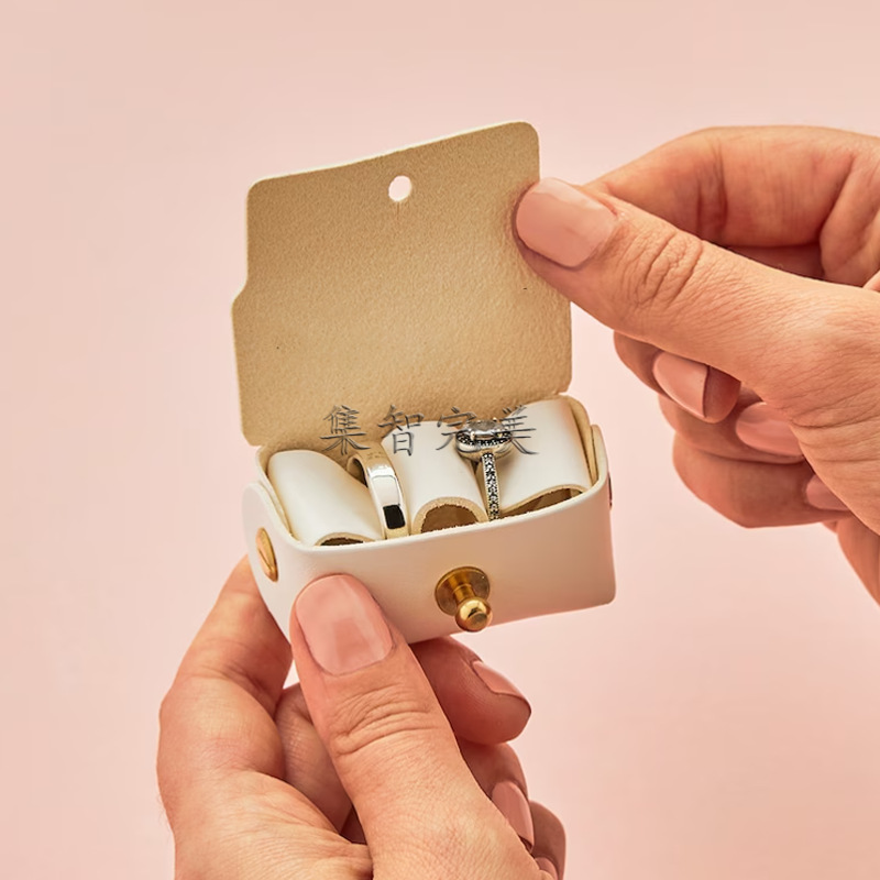 New-style creative leather ring storage bag, travel wedding ring storage box, personalized leather jewelry bag pic 5