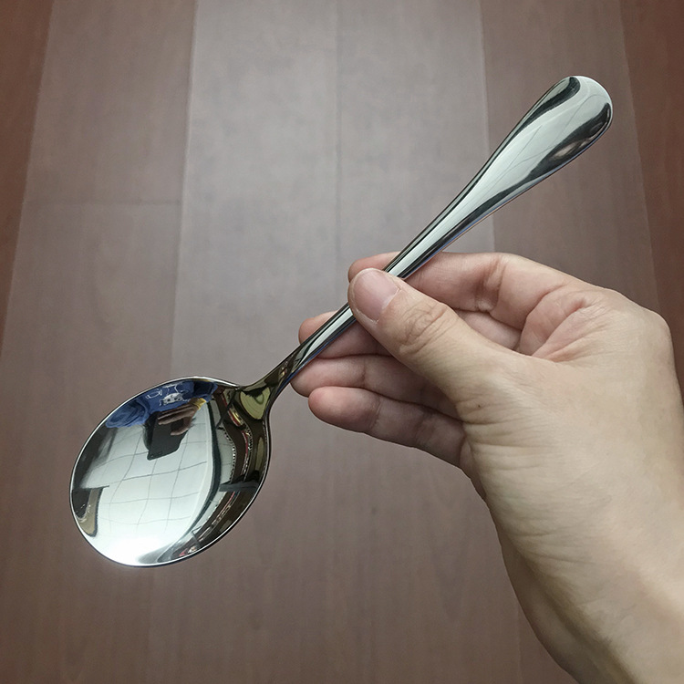 不锈钢圆勺 家用吃饭勺子调羹饭店拌饭勺喝汤勺多用餐勺圆头勺子详情5