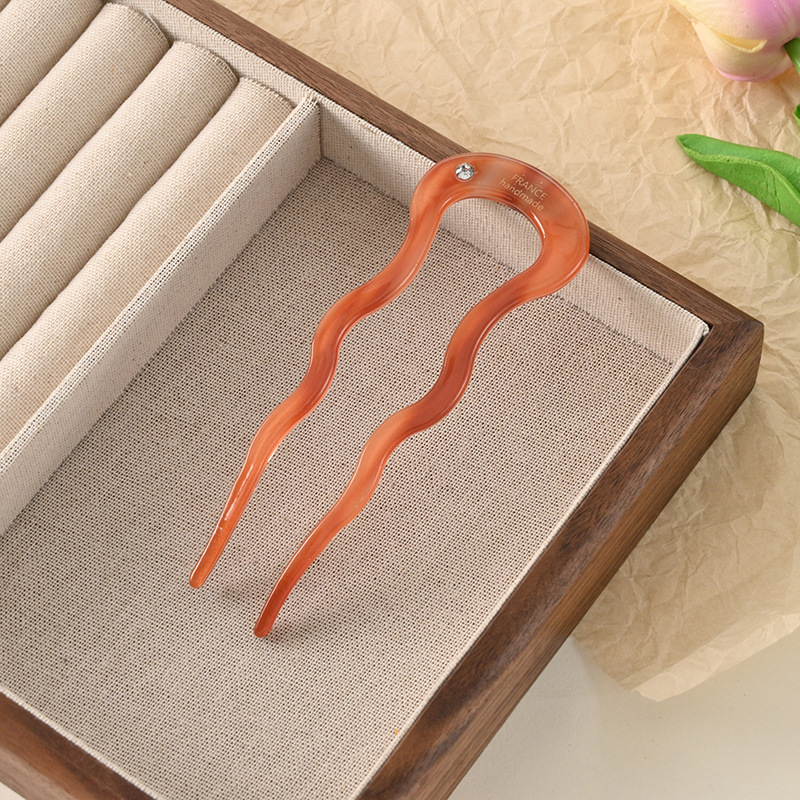 时尚简约u型发簪女高级感醋酸发簪 古风簪子丸子头盘发钗簪子头饰详情5