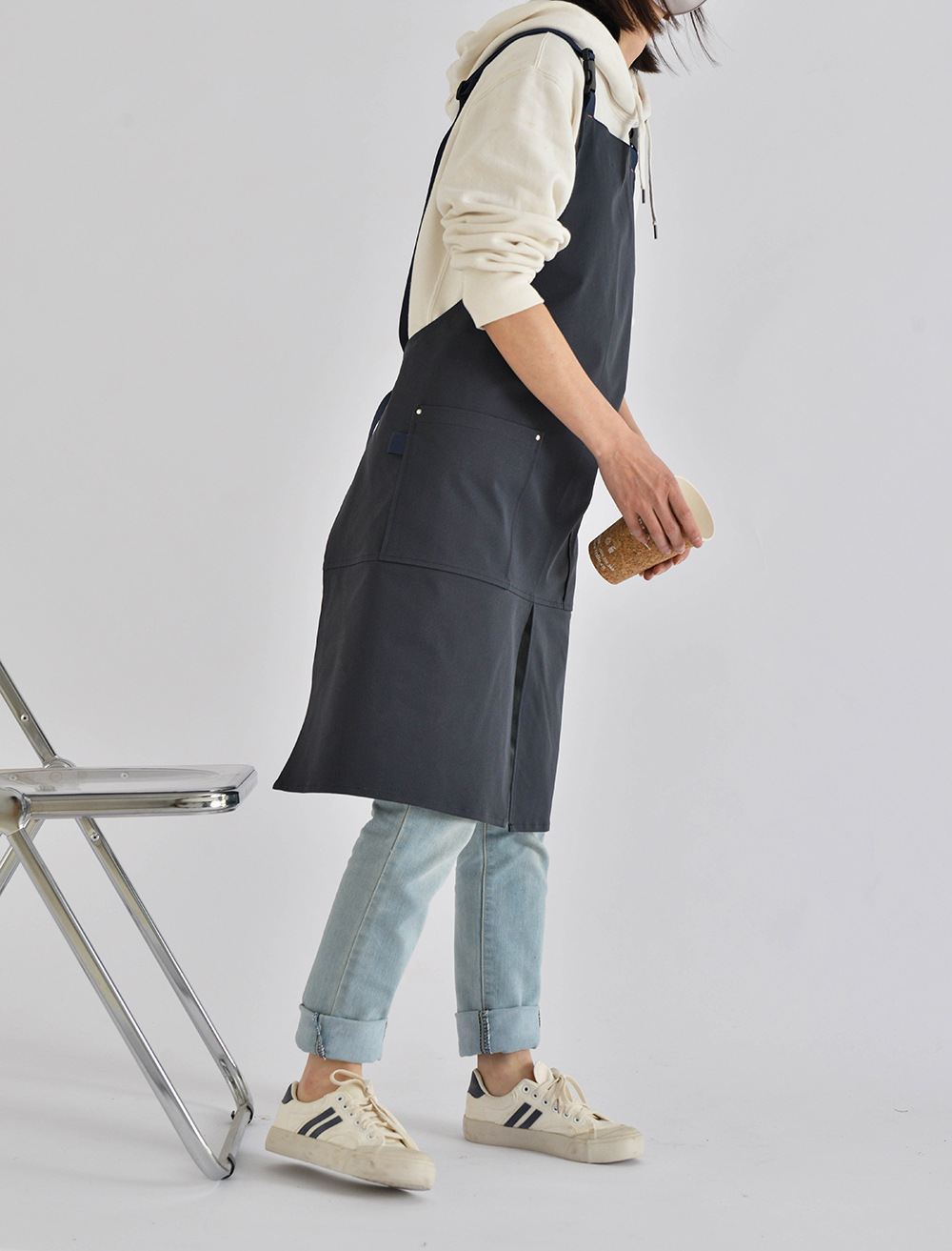 外贸工厂韩日防水式咖啡餐厅帆布围裙罩衣工作服围兜纯棉厨房制服详情34