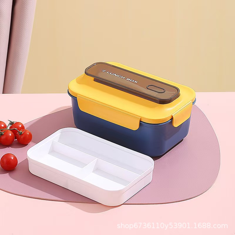 Plastic student lunch box with water cup, tableware, bento box, fruit salad, office worker lunch box that can be heated pic 6