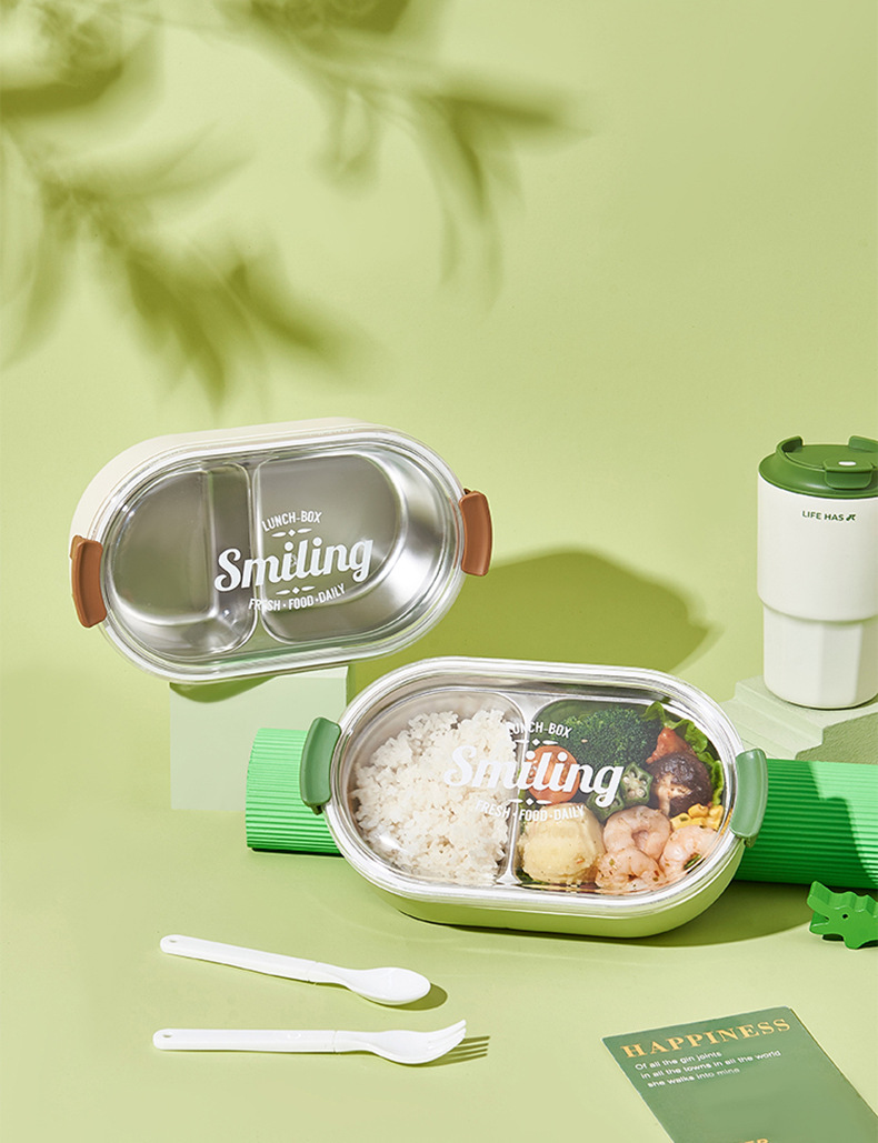 不锈钢饭盒外出野餐保鲜饭盒上班族大容量便当盒餐盒含叉勺可微波详情3