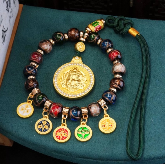 灵隐同款五路财神琉璃水晶车载挂件纳福保平安高级感国风饰品配饰详情3