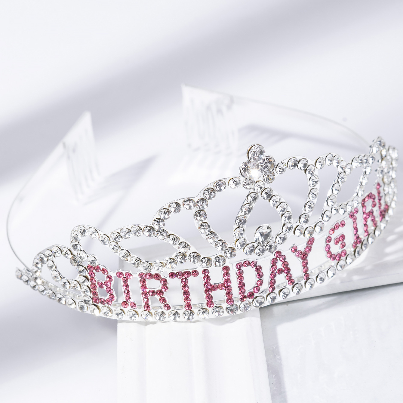 Factory direct sales cross-border crown headwear supply BIRTHDAY GIRL English letter water diamond birthday girl Crown party headwear pic 6