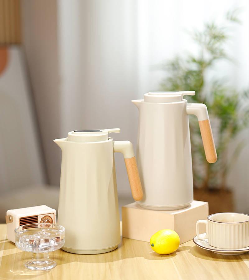 New cross-border wooden handle large-capacity thermos, household coffee pot, thermos, water bottle, hot water kettle, dormitory thermos, fashionable and portable thermos pic 11