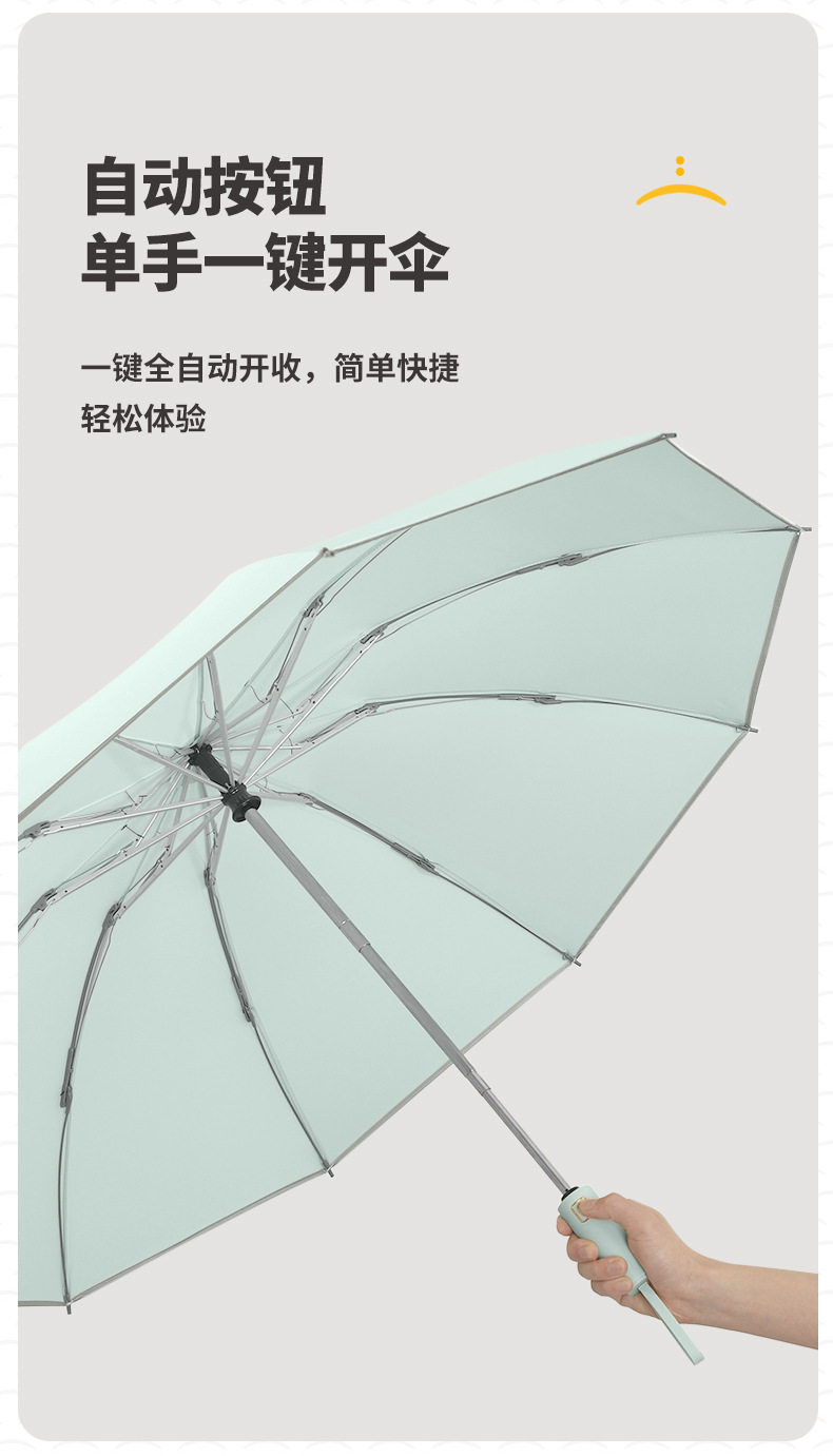 新款10骨三折自动反向雨伞配色手柄三折男士商务雨伞印logo详情21