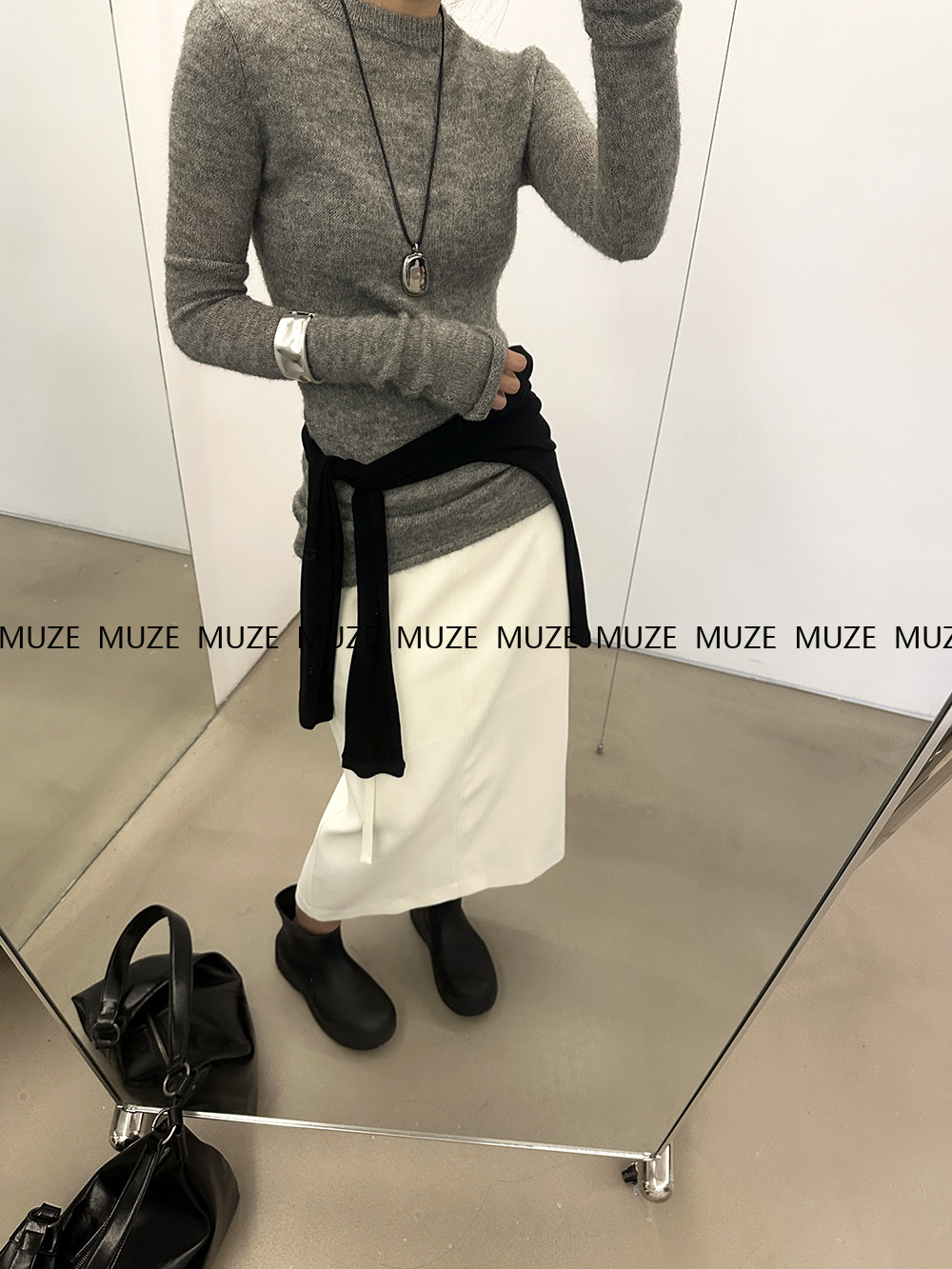 超薄羊毛修身打底衫~2024新款安静灰秋冬百搭混纺显瘦毛衣女5S20详情23