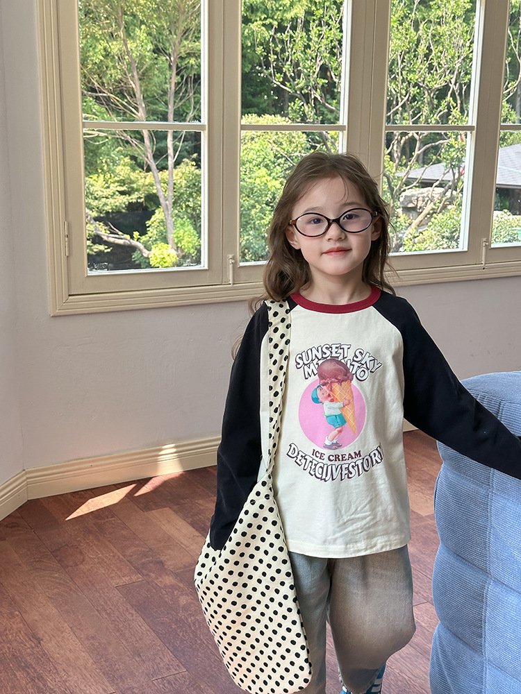 2024秋季新款儿童秋装长袖T恤上衣女童宝宝230克卡通插肩打底衫潮详情39